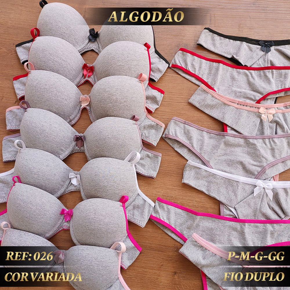 Conjunto de Algodão Calcinha Fio Duplo REF 026