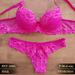 Conjunto Renda Microfibra Calcinha Fio REF 1005