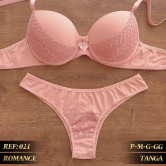 Conjunto Microfibra com Renda Calcinha Tanga REF 021