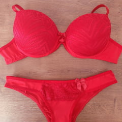 Conjunto Microfibra com Renda Calcinha Tanga REF 022