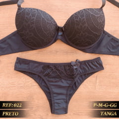 Conjunto Microfibra com Renda Calcinha Tanga REF 022