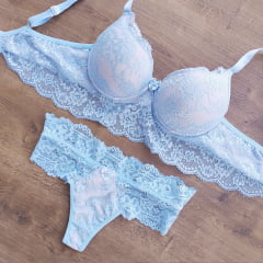 Conjunto Sensual Microfibra com Renda Estilo Cropped Calcinha Fio Cintura Alta REF 431