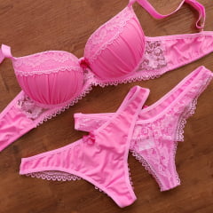 Conjunto Microfibra Drapeado Calcinha Fio REF 214