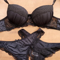 Conjunto Microfibra Drapeado Calcinha Fio REF 214