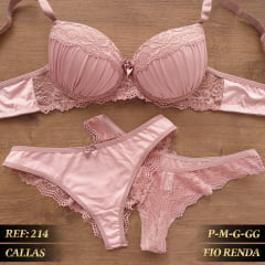Conjunto Microfibra Drapeado Calcinha Fio REF 214