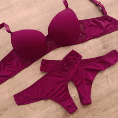 Conjunto Microfibra Geladinha Calcinha Fio Duplo REF 024